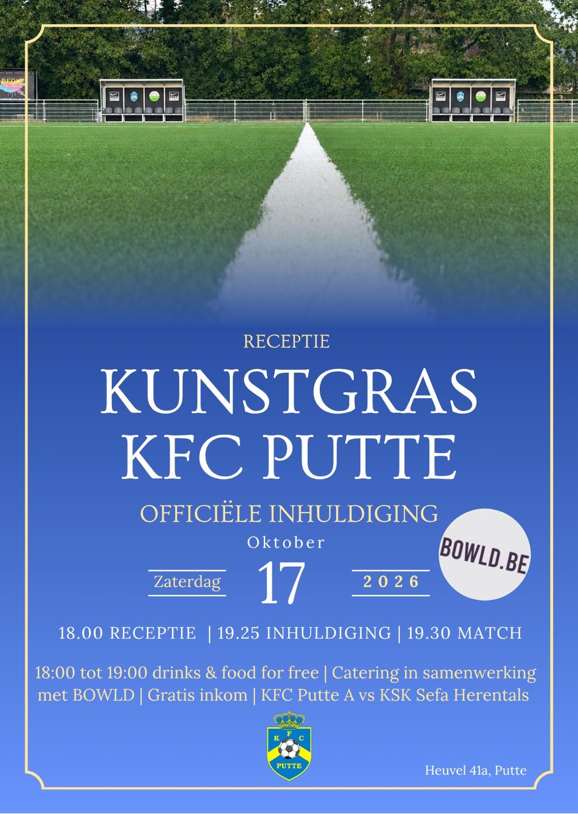Officiële inhuldiging kunstgras op zaterdag 17 oktober